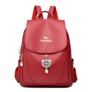 Women Leather Backpack Soft Cowhide Large Capacity