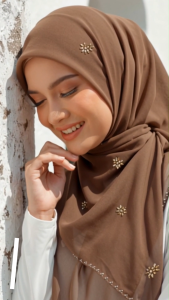Japanese Premium Cotton Bawal Hijab (45” Bidang) with Beaded Embellishment