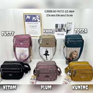 TAS SELEMPANG WANITA CHIBAO KANVAS BORDIR SG9572 6Sleting