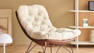 Ghế bập bênh thư giãn đệm dập cúc đọc sách tặng kèm đôn gác chân bọc da vải cao cấp tiện lợi G-03 ( Hàng nhập khẩu )