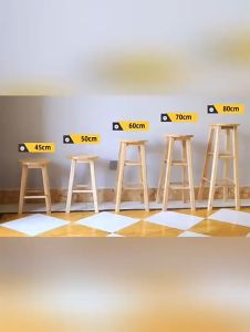 Solid wood bar stool home high stool dressing stool simple wooden chair milk tea shop chair European bar stool