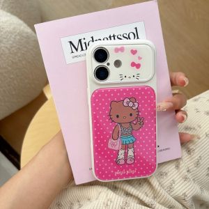 Sanrio | Cute Black Skin Sanrio Hello Kitty Cartoon Phone Case For iPhone 17 16 15 14 Pro Max 17 Full Lens Camera Protective Cover Funda