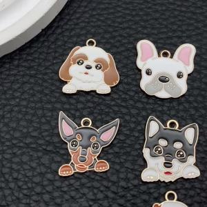 Mặt Dây Chuyền Hình Chó Hoạt Hình Dễ Thương Phong Cách Hàn Quốc Làm Thủ Công Mạ Vàng K-Gold Hợp Kim Men Dành Cho Vòng Tay & Dây Chuyền Thời Trang Hợp Kim Kẽm