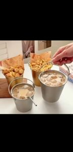 Small Bucket Portable Stainless Steel Snack Chicken Nuggets And French Fries Bucket Ideal For Outdoor Camping And Picnics