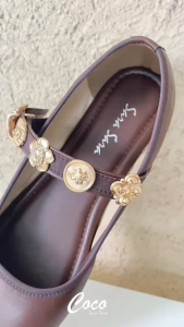 Sara Sara Coco Sepatu Flat Shoes Mary Jane Tali Cristal Mewah Wanita Dewasa Terbaru