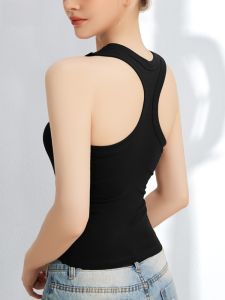 เสื้อชั้นในแบบมีโครงสีดำสำหรับผู้หญิง ทรงสลิมฟิต ใส่ด้านใน เสื้อกั๊กแบบมีโครง ชุดชั้นในแบบมีแผ่นเสริมหน้าอก ฤดูร้อน 2024