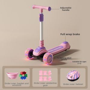 Children Foldable 3-in-1 Scooter with Seat Ride On