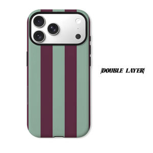 Mauve Mint Vertical Stripes Phone Case for iPhone 18 17 16 15 14 13 12 11 Air Pro Max Plus Double-layer Cover