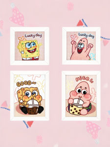 Diamond Painting Sponge Bob Cartoon DIY Handmade Drill Diamond Stick Picture Frame Stone Drawing Kids Creative Mosaic Stick