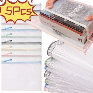 5Pcs Zipper Documents Pouch Waterproof Document Bag Filing File Folder Bag Case for Books Pens Notebooks Students Case Bag Stationery