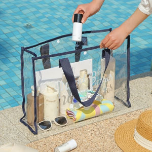 Túi Bơi Trong Suốt Chống Nước Dung Tích Lớn Dành Cho Nữ Chất Liệu PVC Kiểu Thạch Có Quai Xách Tay Lót Polyester