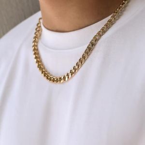 KunJoe Simple Cuban Chain Necklace for Men Gold Color/Black Metal Aluminium Chain On The Neck Choker Jewelry Party Male DIY Gift