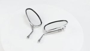 2PCS 10mm Motorcycle Mirror Chrome Oval Retro Rearview Side Mirrors E-Bike Rearview Mirrors For Honda Yamaha