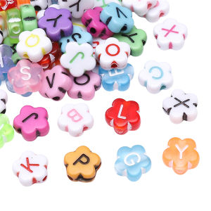 100Pcs 10mm Plastic Acrylic Colorful Plum Blossom Letter Beads Charm for Earring Necklace Bracelet DIY Jewelry Making Accessories