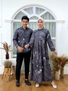 Batik couple kondangan batik sarimbit gamis dan kemeja lengan panjang kemeja lengan pendek terlaris