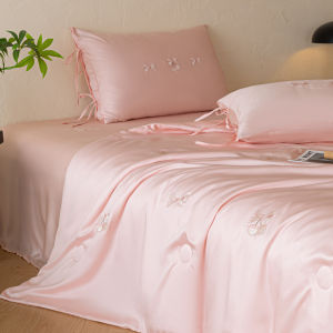 ZHIDING | Girly Princess Style Cool Silk Embroidery Super Soft Air Conditioning Summer Quilt Set