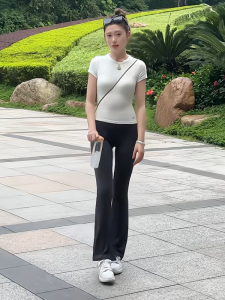 Slim Fit Yoga Pants Womens High Waist Tummy Control Butt Lifting Stretchy Micro Flared Eighteen Shorts Elastic Thin Model