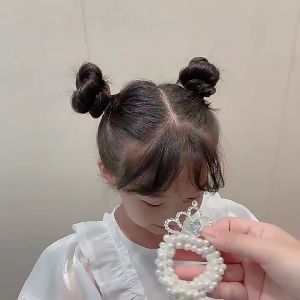 MD-C879 Ikat Rambut Anak Perempuan Motif Mahkota Mutiara Crown Gaya Korea / Girls Hair Ties Karet Rambut Mutiara Anak / Ikat Rambut Princess Lucu Import