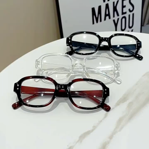 Fashion Eyeglasses For Women And Men Square Frame Anti-Blue Light Black Glasses Frame Replaceable Lens Kacamata