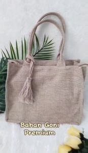 Tas Bahu Goni Tote Bag Goni Polos Warna Krem