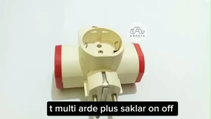 Steker T Multi Arde TRM FLASH Plus Saklar On Off Stop Kontak  Parallel Lubang 3 Arah