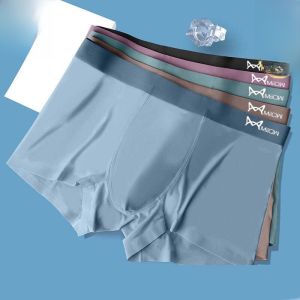 Ice Silk Seamless Antibacterial Boxer Shorts Mens Summer Flat Angle Briefs Comfortable Underwear Youth mid Waist Nylon Fabric