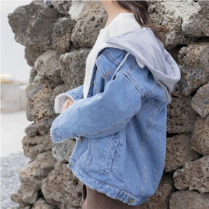 AIYILU | Retro Loose Fleece Denim Jacket