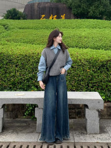 Bộ Đồ Hai Mảnh Dệt Kim Phong Cách Hàn Quốc Mùa Thu Đầu Tiên Áo Vest Hở Vai Cổ Polo Dài Tay Thời Trang Cho Nữ