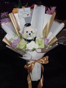 Buket wisuda/ buket boneka wisuda mix bunga premium/ buket boneka wisuda/ buket bunga