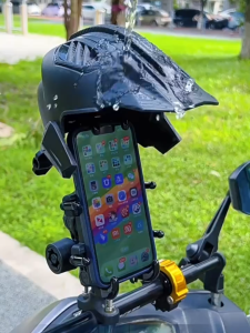 Motorcycle Phone Holder Helmet Sunshade Cover Carbon Style Anti-Glare Light Rain Shield