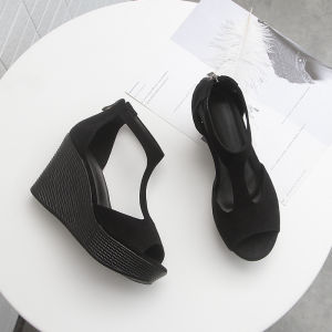 รองเท้าแตะส้นสูงแบบสวมสำหรับผู้หญิง ทรงปากปลา ทรงเซ็กซี่ ทรงบาง ทรงสีเปลือกไม้ รองเท้าแตะส้นหนาสำหรับผู้หญิง รองเท้าแฟชั่นฤดูร้อน