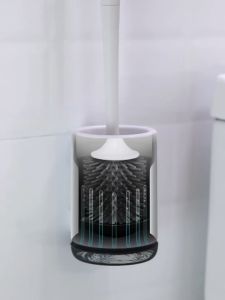 SG Seller Toilet Brush with Holder Soft Cleaning Brush Wall Mounted Toilet Bowl Cleaner Brush Bathroom Accessories No Punch Hair Drain Toilet Brush