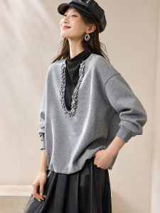 MOHANYIMEI | Color Blocking Two-Piece Illusion Semi High Collar Ribbed Slim Womens Top
