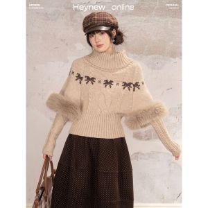 loveheynew | Áo Sweater Len Cổ Lọ Màu Đỏ Phong Cách Dịu Dàng Phù Hợp Nữ