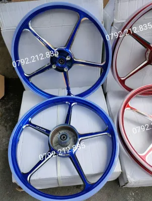 BÁNH MÂM CNC KIỂU 5 CÂY GẮN WAVE DREAM FUTURE 1 ĐĨA TRƯỚC FULL BẠC ĐAN ỐNG CHỈ CÓ 3 MÀU XANH DƯƠNG ĐỎ ĐEN Y HÌNH ẢNH