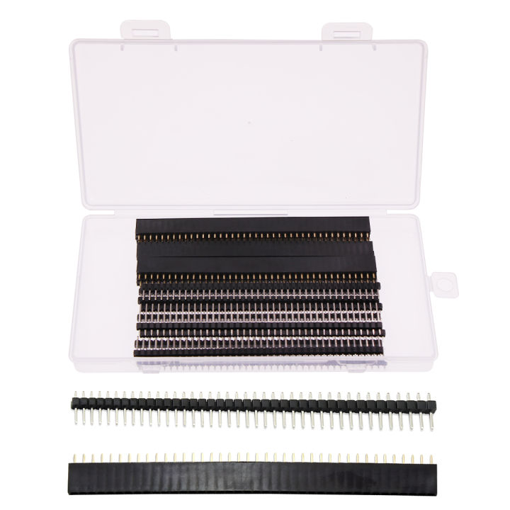 Produktbild von 20x 2,54mm Breakaway Stiftleiste 40-polig – PCB Header Männlich, ABS + Eisen, 6mm / 3mm Pin