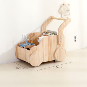 Wooden Toy Shopping Cart for Boys And Girls Home Simulation Play Pretend Shopping Cute Car Montessori Childrens Room Decoration Toy Rack