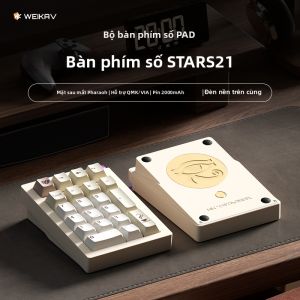 Bàn phím số mini cơ không dây ba chế độ vỏ hợp kim nhôm Vike Stars21 kết nối Bluetooth 2000mAh thay thế nóng cho văn phòng và gaming