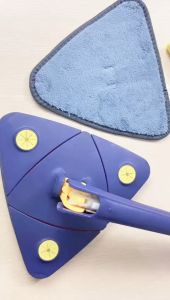 Alat Pel Segitiga Rotate 360 Derajat Membersihkan Lantai Kaca Serbaguna Squeeze Otomatis Microfiber Triangle Mop