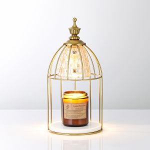 Candle Warmer Lamp For Top-Down Candle Melting Vintage Aromatherapy Wax Melting lampNight Lamp Marble Base And 2 Bulbs