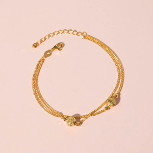 Chow Sang Sang 周生生 999.9 24K Pure Gold Essence Double Layered Chain & Beads Bracelet for Women 18cm 95739B Price-by-Weight 3.36g Gold