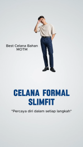 Celana Panjang Kantor Kerja Formal Bahan Dasar Slimfit Pria Warna Hitam