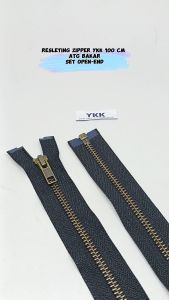 Resleting Zipper YKK 100 cm Atau 1 Meter Hitam ATG Bakar Type Gigi Besi Model Set Open End Buka Lepas Harga Per Biji