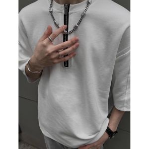 American Style High-End Feel Half Zip Short Sleeve T-Shirt Summer 2024 New Loose Casual Versatile round Neck Body Shirt