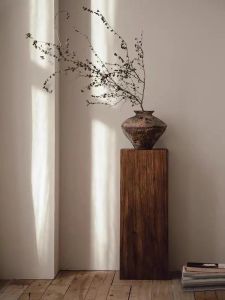 Retro Square Solid Wood a Block of Wood Or Stone Small Coffee Table Bed & Breakfast Corner Table Minimalist Square Stool Wooden Tea Table Column Flower Stand