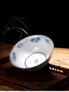 Bát Sứ Jingdezhen Họa Tiết Hoa Quả Xanh Trắng Dùng Trong Gia Đình Bát Đựng Cơm Bát Đựng Súp Bát Sứ Tráng Men Dưới Lớp Màu Truyền Thống Trung Hoa Phong Cách Cổ Điển