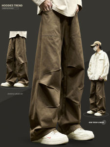 Quần Dài Công Sở Nam Dáng Rộng Phong Cách Mỹ Mùa Xuân Thu Quần Dài Ống Đứng Gấp Xếp Ly Kết Hợp Quần Áo Làm việcSZON