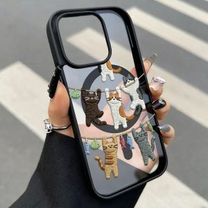 The Little Calico Cat Acrylic Phone Case For iPhone 17 Pro Max 16 15 13 11 12 14 Pro Max 17 Air Magnetic Transparent Cover Funda