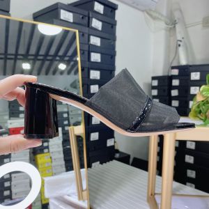 Summer New Womens Mesh High Heel Waterproof Platform Thick Heel Fish Mouth Slippers Outdoor Wearable Sandals Pure Color European Style Party Shoes