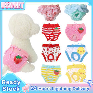 Pet Physiological Washable Pants Puppy Dog Cat Underwear Diapers Fruit Print Diaper Dog Shorts Washable Female Dog Panties Underwear Briefs Shorts Sanitary Physiological Pants